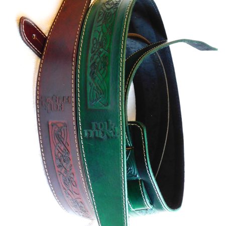 Folk Friend leather Celtic knot guitar strap for sale in our online folk guitar shop